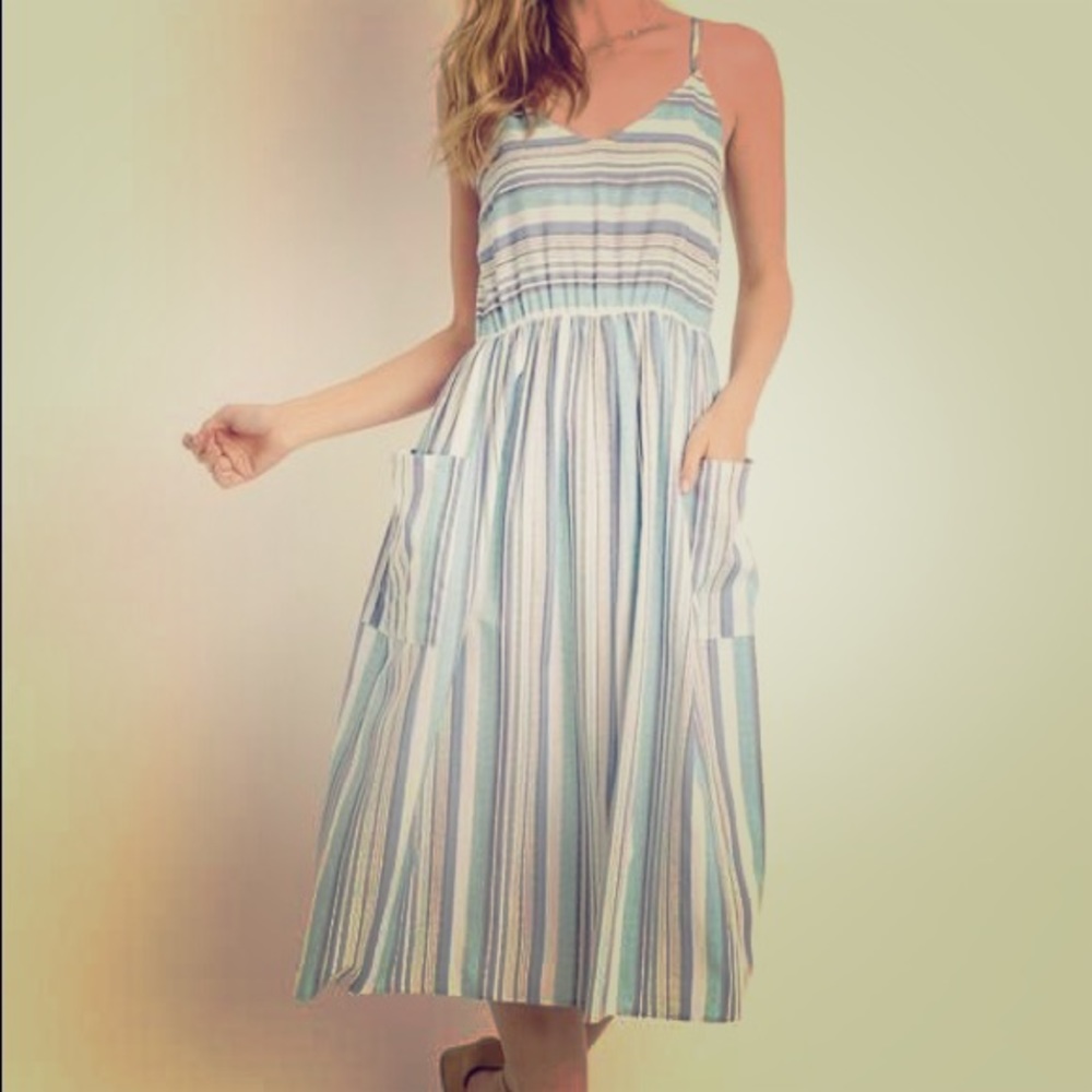 💛Striped Midi Length Dress